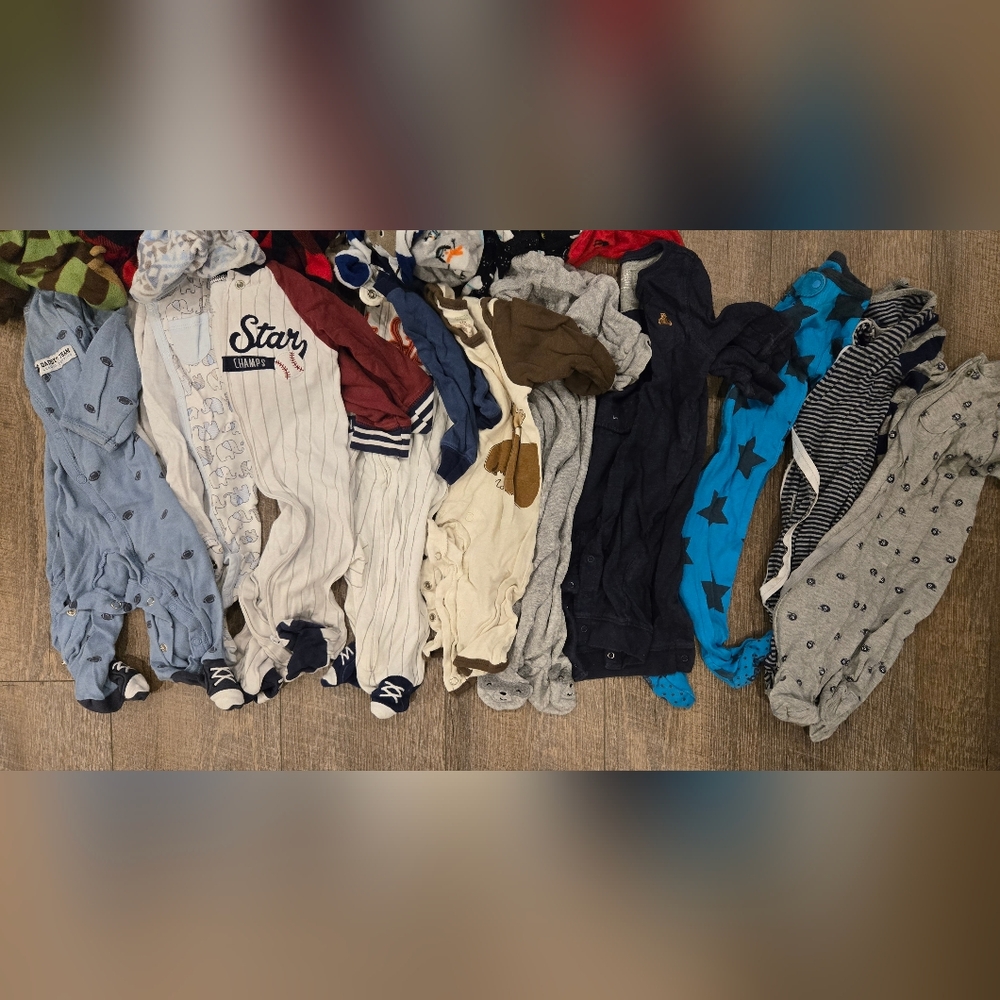 Kids Footie Pajamas - Blue and White